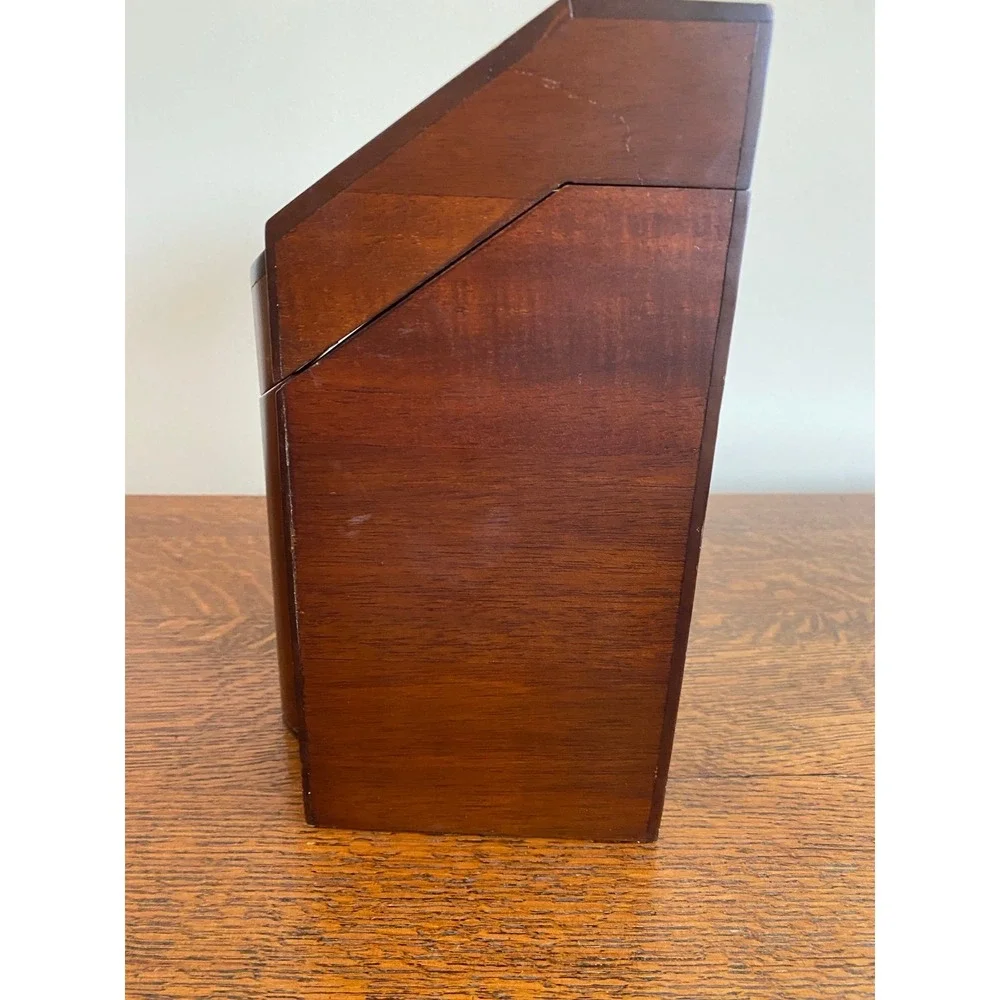 Selamat Designs wood organizer box leaf motif Georgian Walnut k15